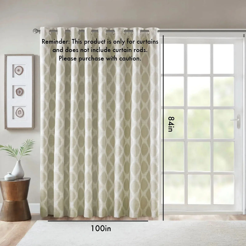 Ikat Blackout Curtain Polyester Patio Window Panel Multicolor Textured