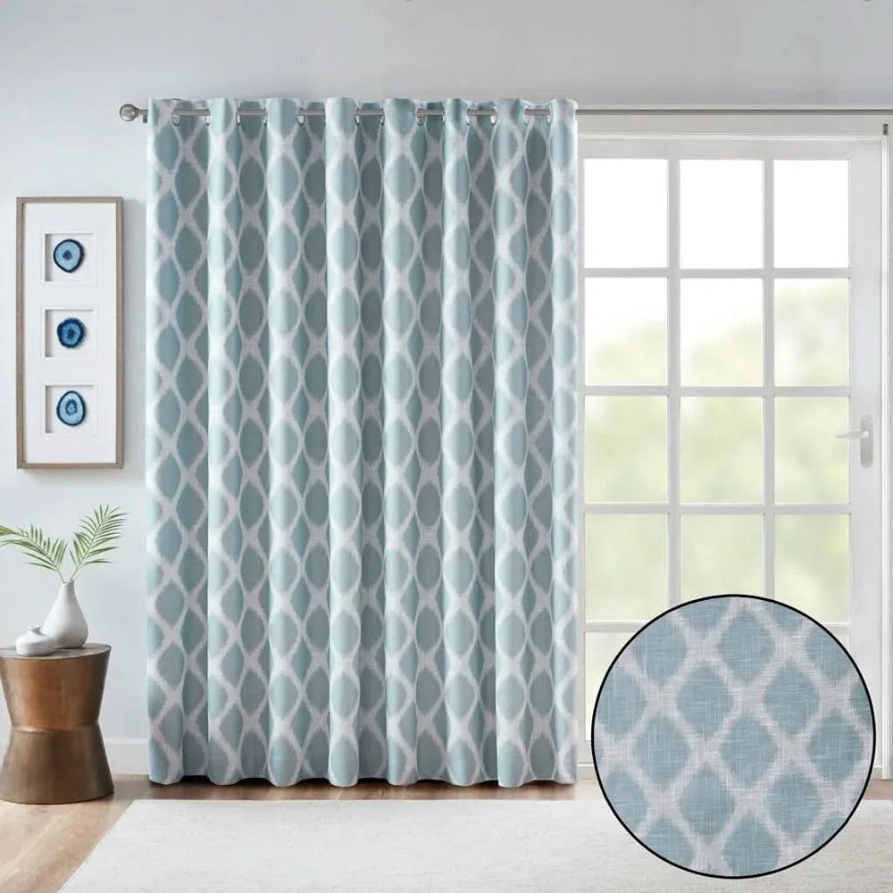 Printed Ikat Blackout Curtain Polyester For Patio Doors One Panel Media 6