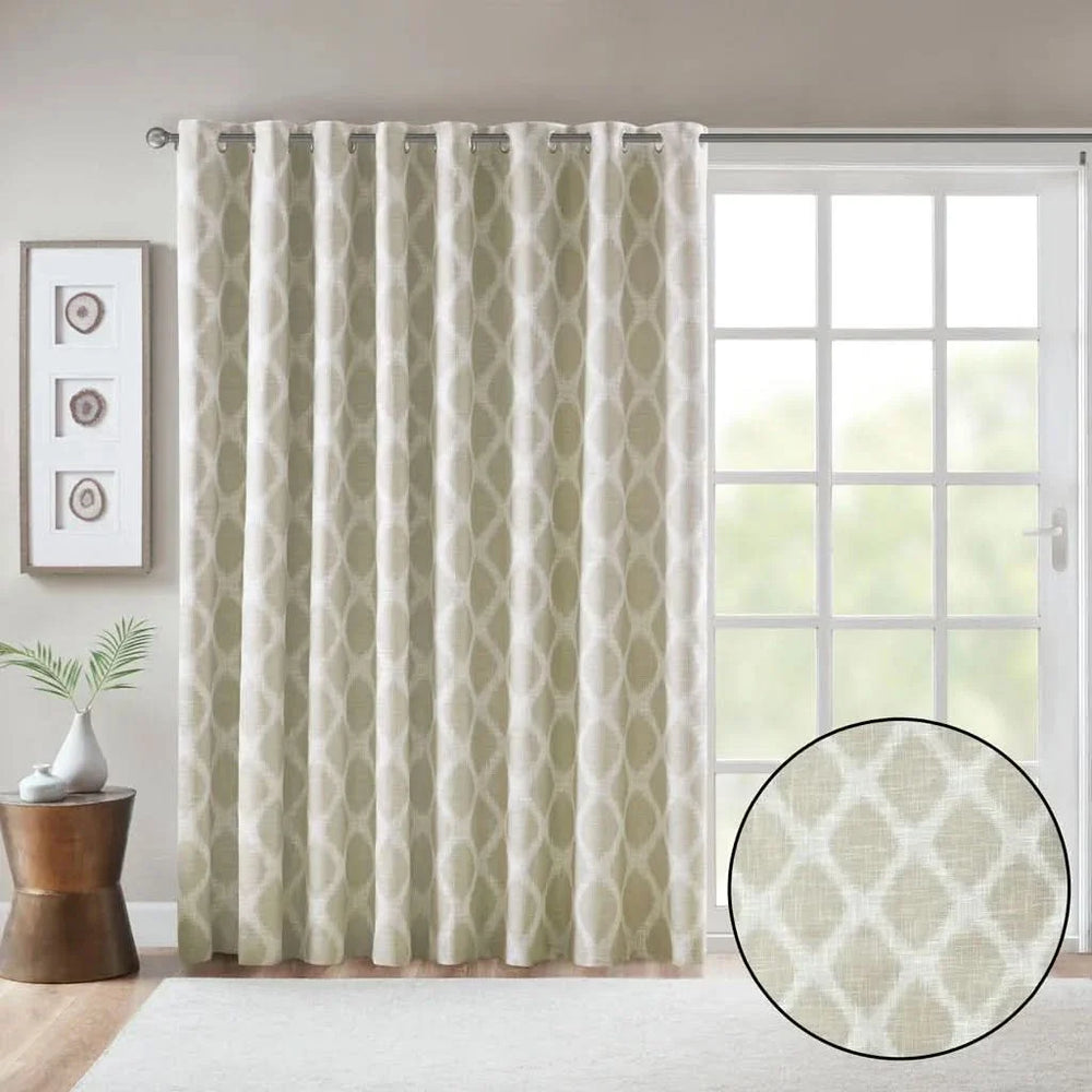 Ikat Blackout Curtain Polyester Patio Window Panel Multicolor Textured Media 12
