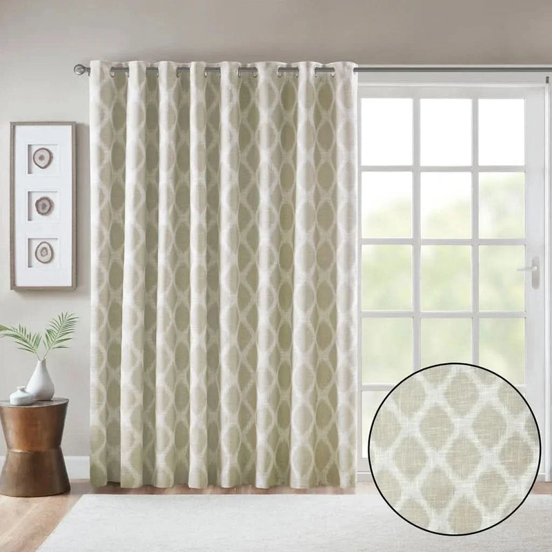 Ikat Blackout Curtain Polyester Patio Window Panel Multicolor Textured