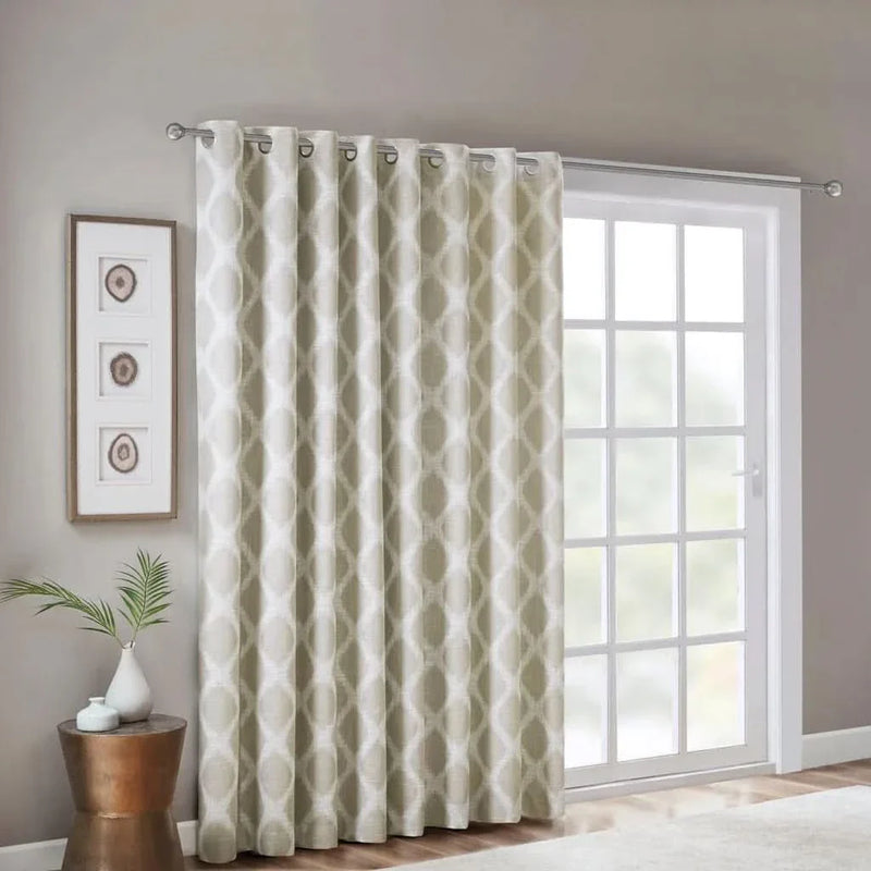 Ikat Blackout Curtain Polyester Patio Window Panel Multicolor Textured