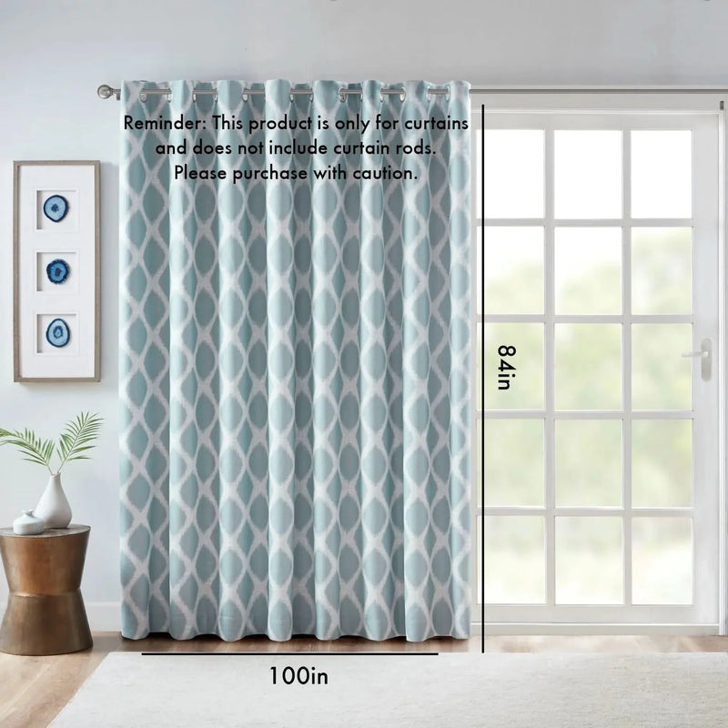 Printed Ikat Blackout Curtain Polyester For Patio Doors One Panel