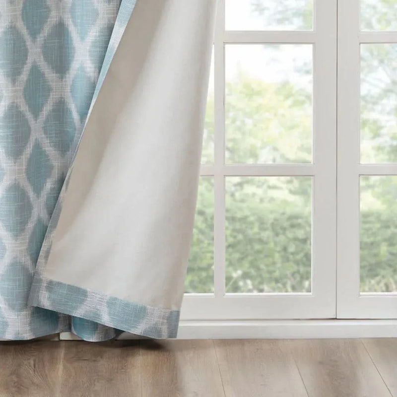 Printed Ikat Blackout Curtain Polyester For Patio Doors One Panel