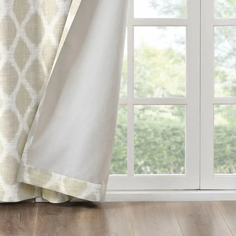 Ikat Blackout Curtain Polyester Patio Window Panel Multicolor Textured
