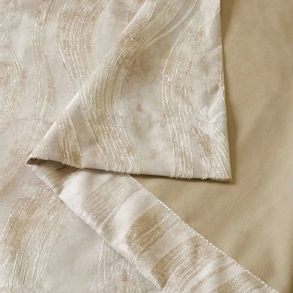 Blackout Curtains Polyester Grommet Top Modern Jacquard Wavy Design Media 7