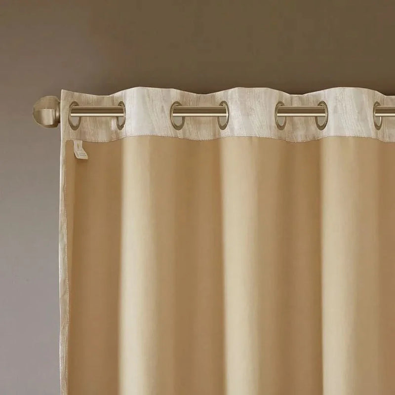 Blackout Curtain Panel Polyester Grommet Top Jacquard Wavy Design