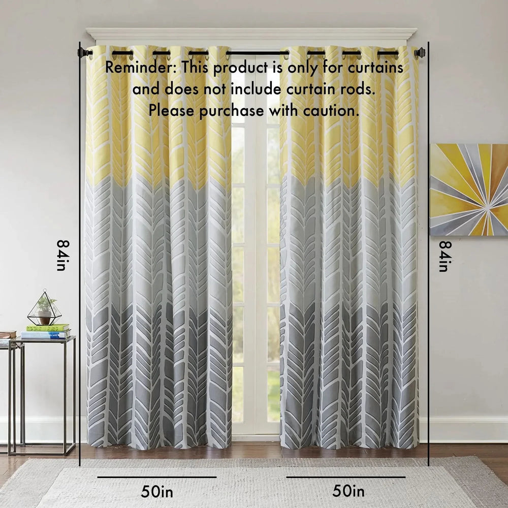 Total Blackout Curtain Panel 84 Inch Length Polyester Chevron Print Media 4