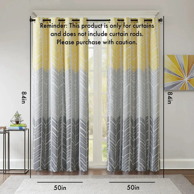 Total Blackout Curtain Panel 84 Inch Length Polyester Chevron Print