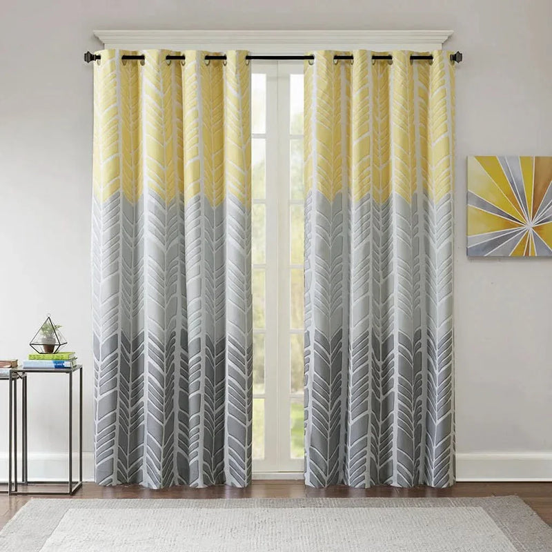 Total Blackout Curtain Panel 84 Inch Length Polyester Chevron Print