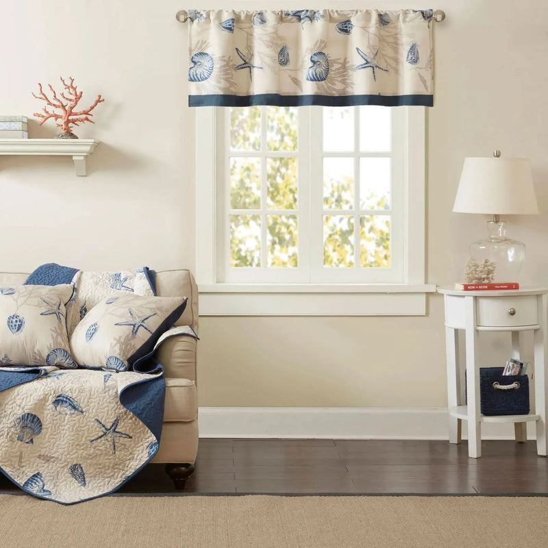 Printed Valance Cotton Navy All Over Print 50x18 Window Curtain Accent Piece