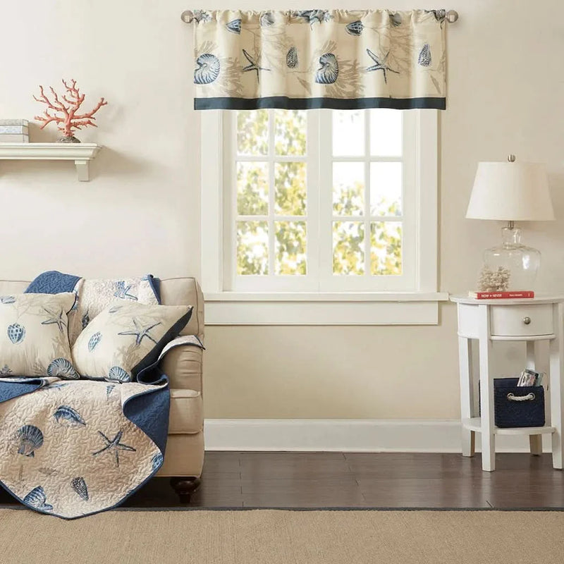 Printed Valance Cotton Navy All Over Print 50x18 Window Curtain Accent Piece