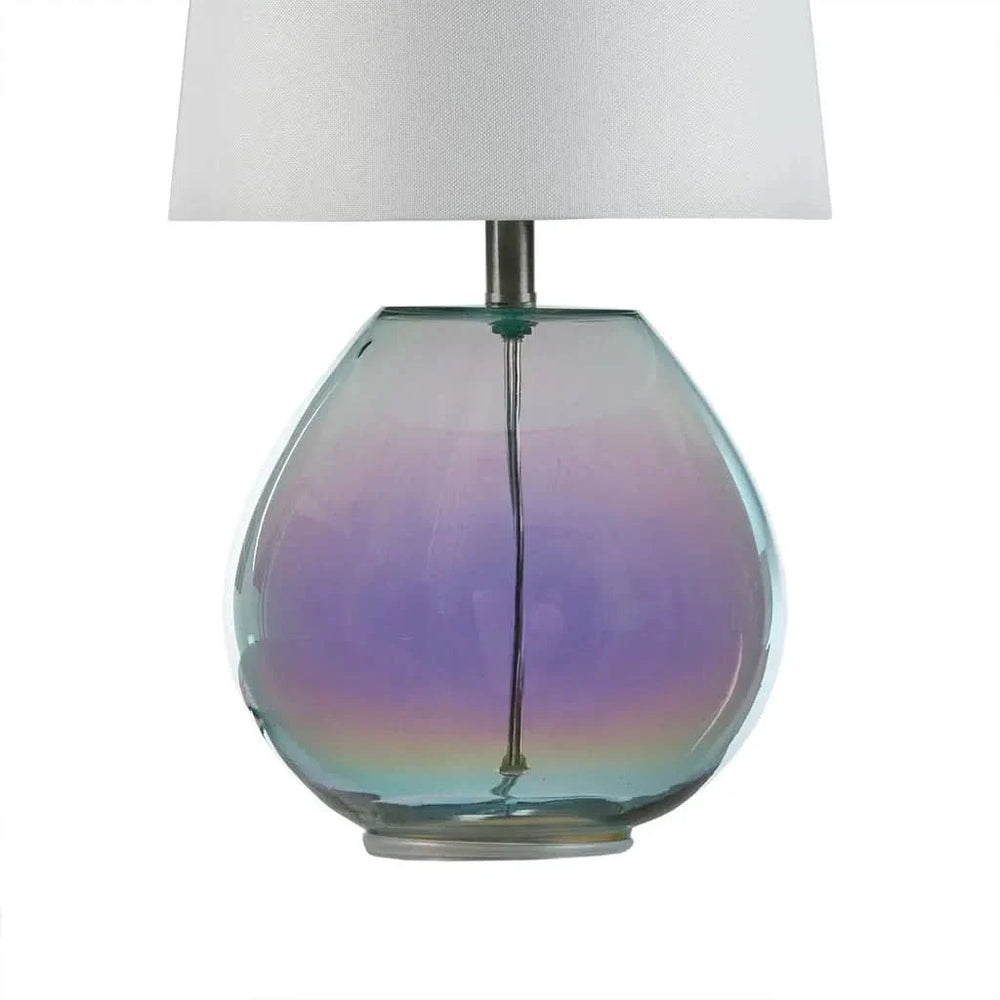Iridescent Glass Table Lamp Green Glass Base Accent Living Room Lamp Media 5