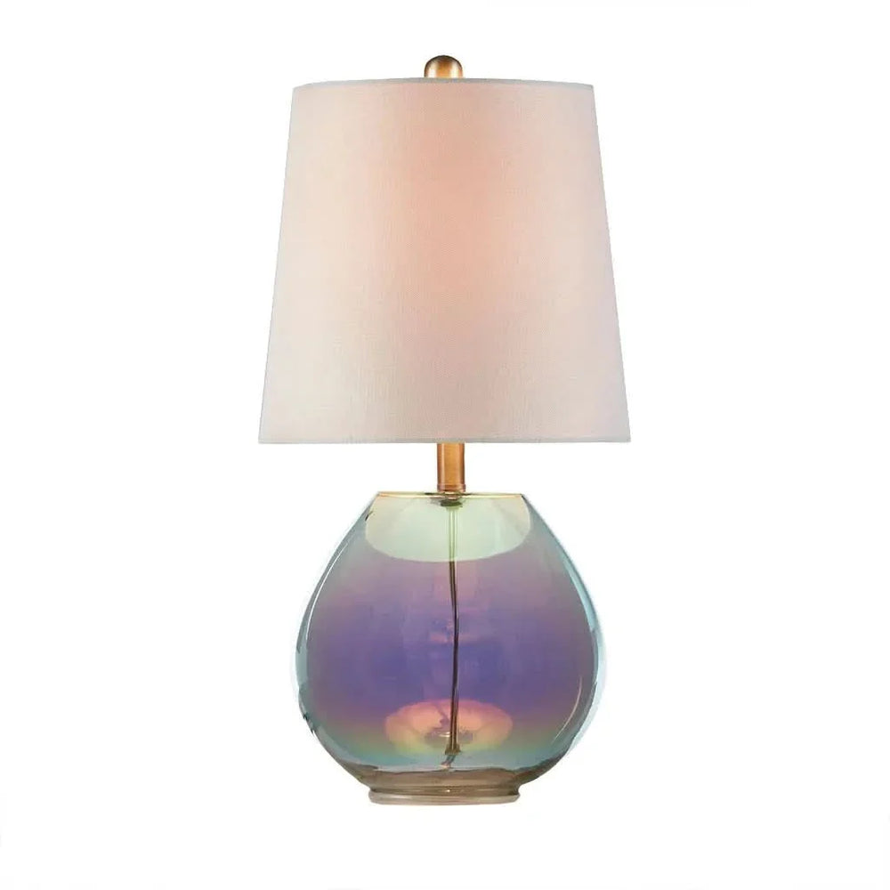 Iridescent Glass Table Lamp Green Glass Base Accent Living Room Lamp Media 4