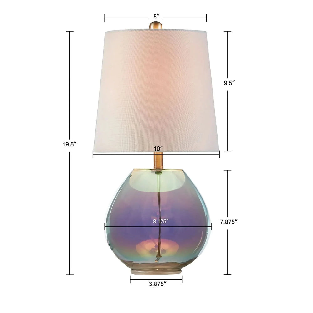 Iridescent Glass Table Lamp Green Glass Base Accent Living Room Lamp Media 6