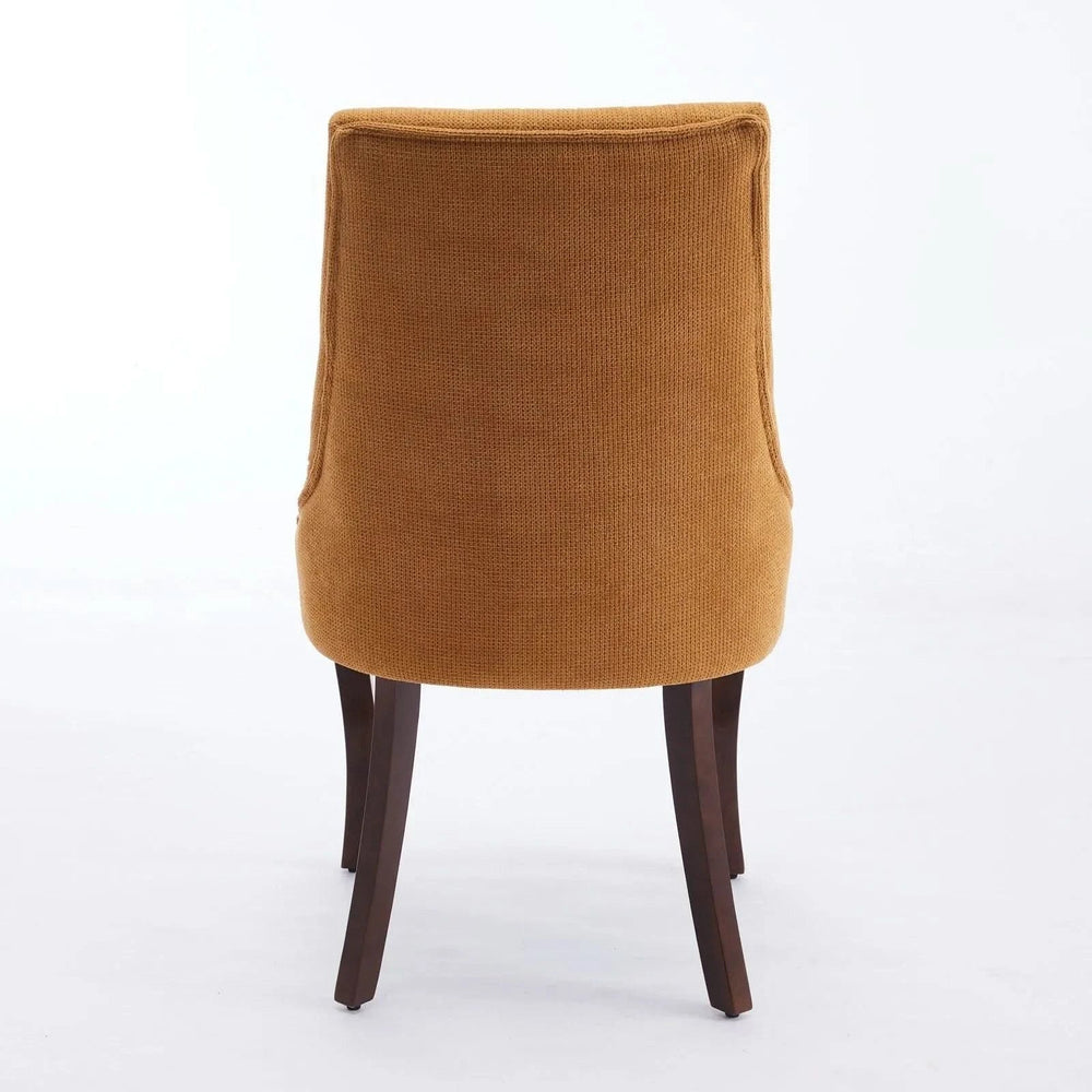 Dining Chairs Linen Classic Channel Back Solid Wood Legs Set Of 2 Media 6