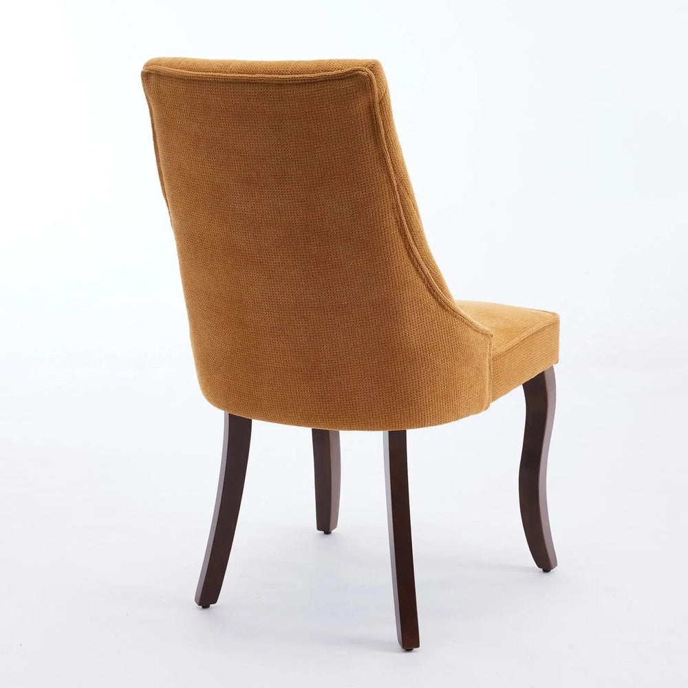 Dining Chairs Linen Classic Channel Back Solid Wood Legs Set Of 2 Media 5