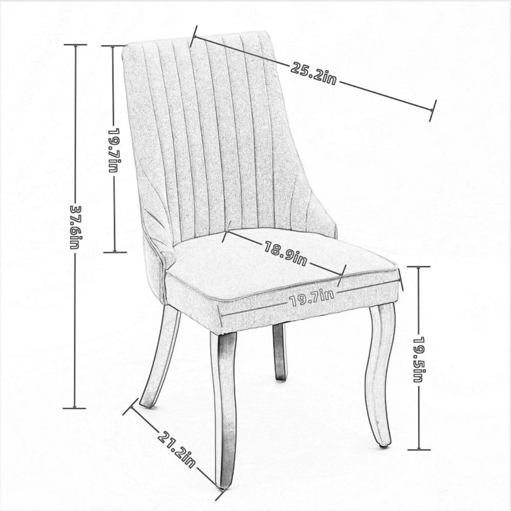 Dining Chairs Linen Classic Channel Back Solid Wood Legs Set Of 2 Media 7