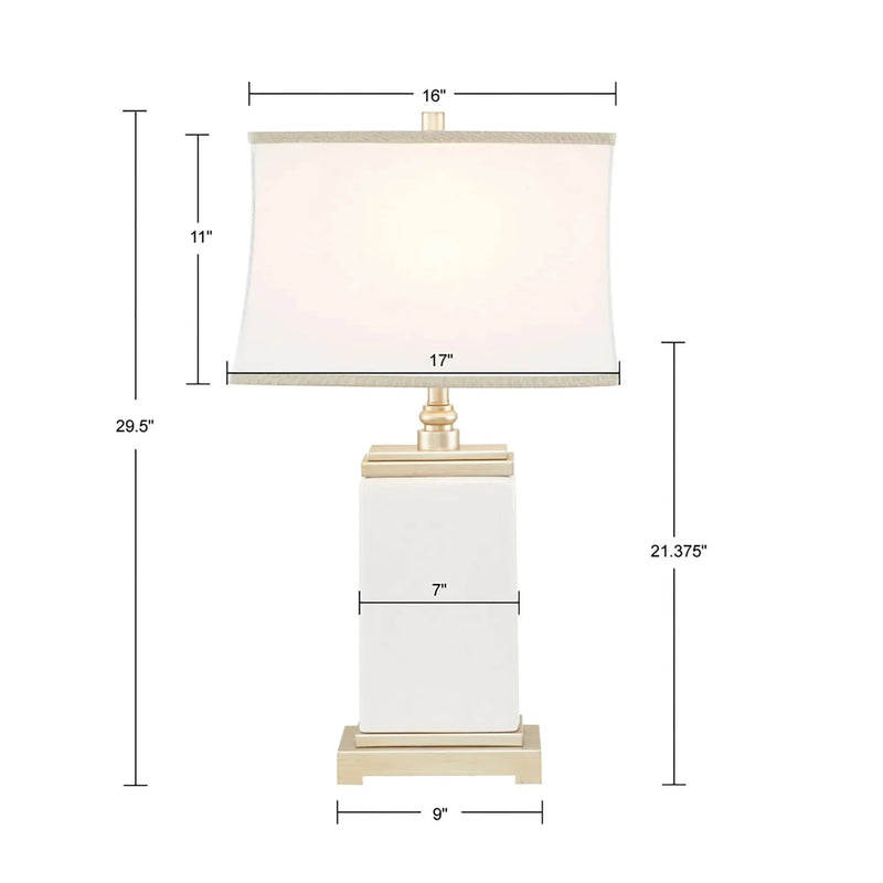 Ceramic Table Lamp Ivory Metal Base Vintage Living Room Lighting Accessory