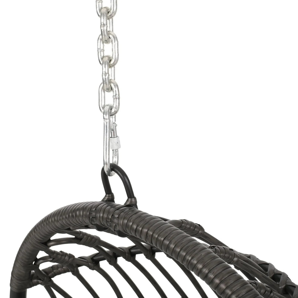 Hanging Chair Gray Wicker Cushion For Indoor & Outdoor Use Patio Lounge Media 12