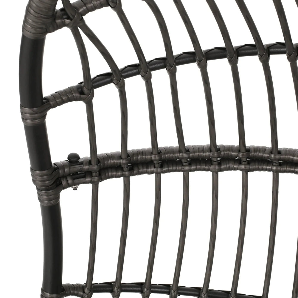Hanging Chair Gray Wicker Cushion For Indoor & Outdoor Use Patio Lounge Media 10