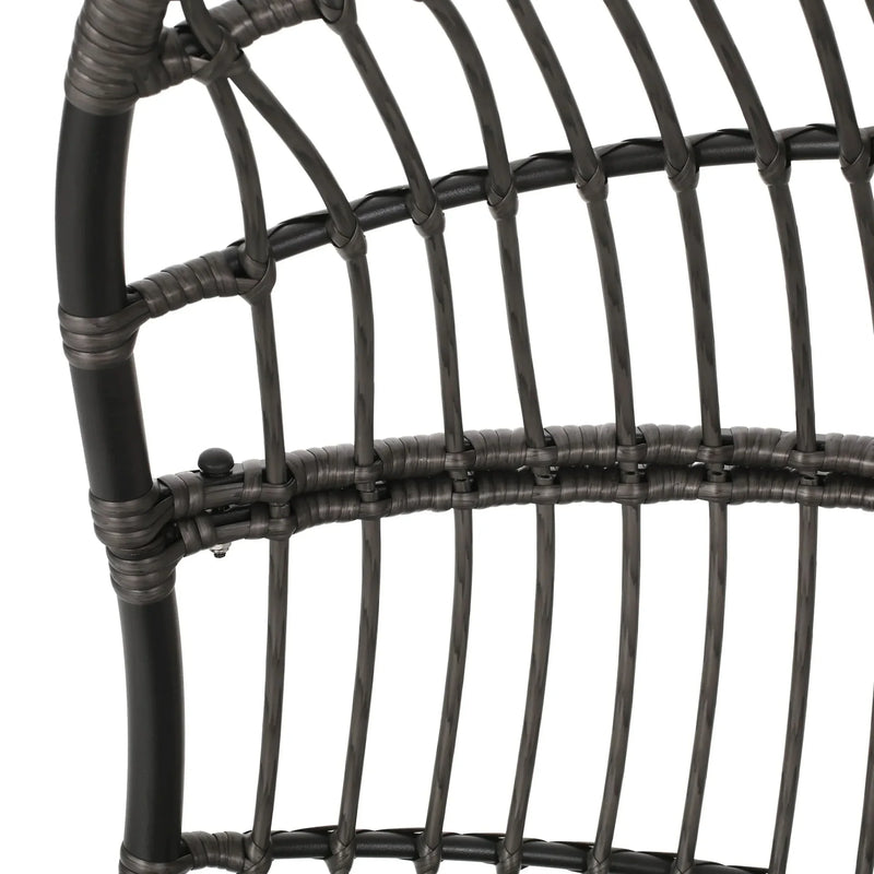 Hanging Chair Gray Wicker Cushion For Indoor & Outdoor Use Patio Lounge