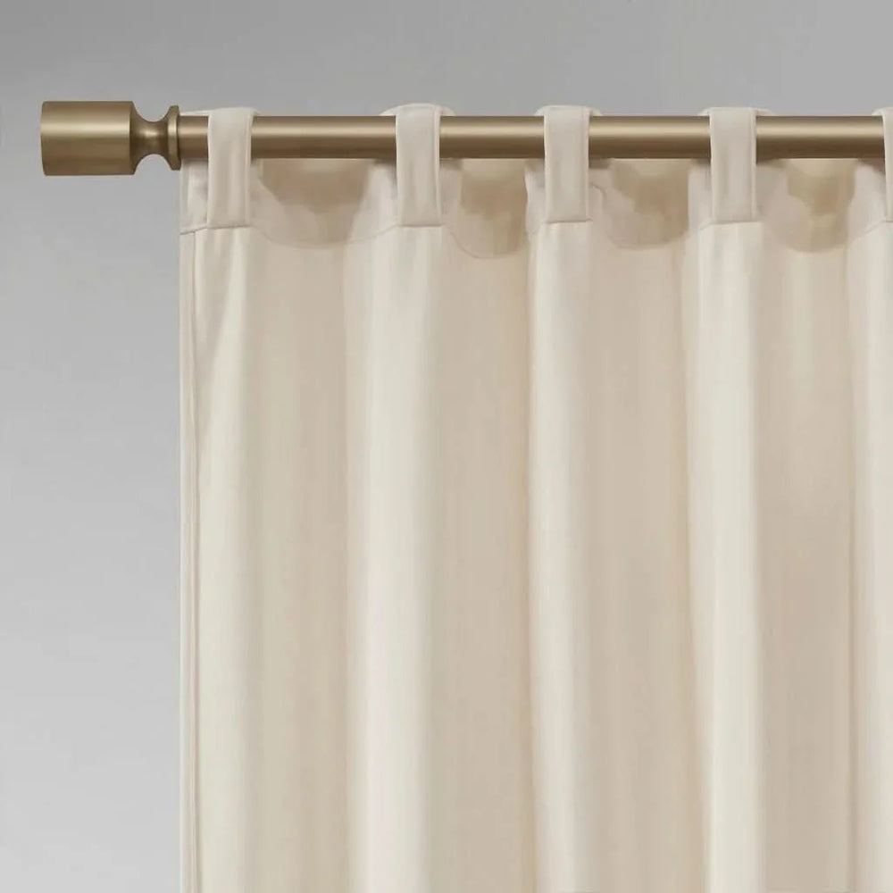 Room Darkening Curtains Polyester Velvet Ivory Window Panel Pair Set Media 9
