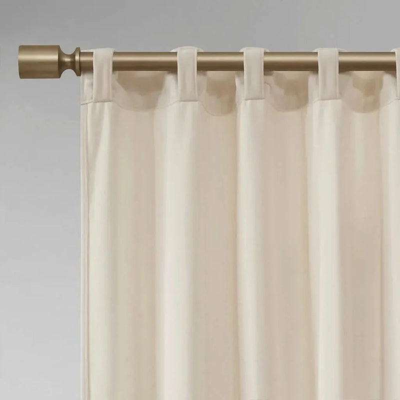 Room Darkening Curtains Polyester Velvet Ivory Window Panel Pair Set