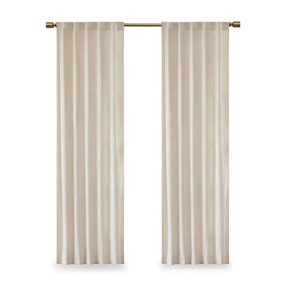 Room Darkening Curtains Polyester Velvet Ivory Window Panel Pair Set Media 8