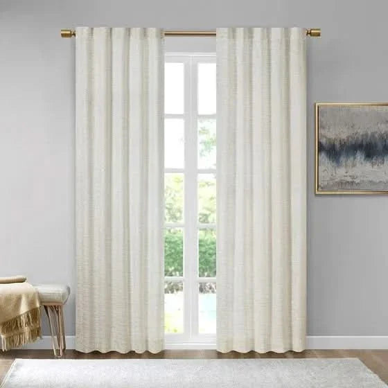 Room Darkening Curtains Polyester Velvet Metallic Window Panel Pair