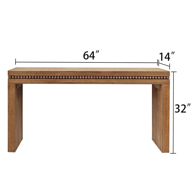 Console Table Wood Beaded Accent Antique Natural Finish Rustic Living Room