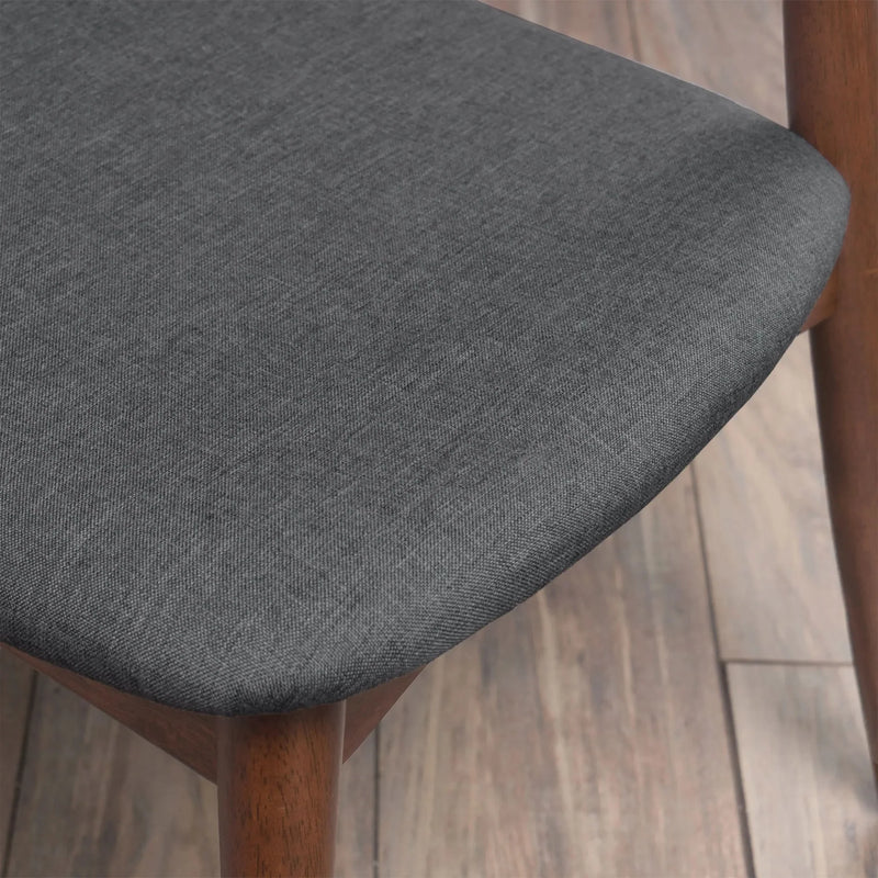 Dining Chairs Rubber Wood Plush Cushions Walnut Charcoal Mid Century Modern
