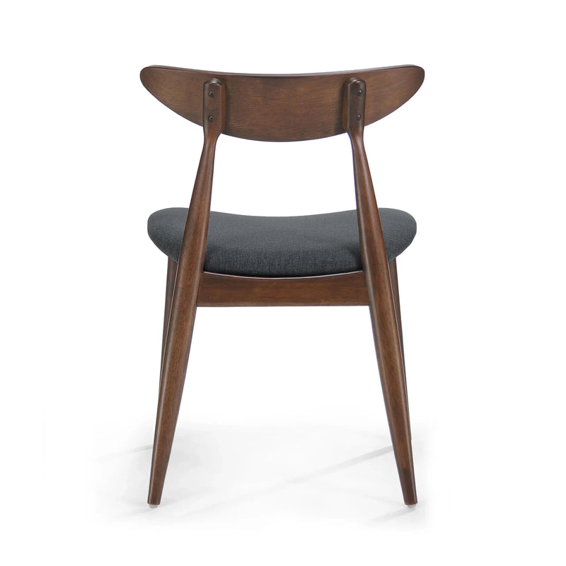 Dining Chairs Rubber Wood Plush Cushions Walnut Charcoal Mid Century Modern