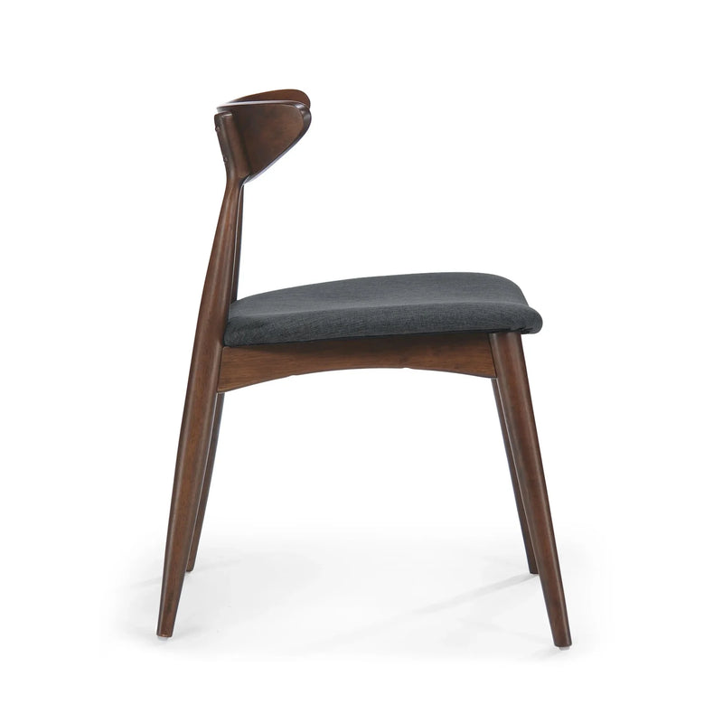 Dining Chairs Rubber Wood Plush Cushions Walnut Charcoal Mid Century Modern