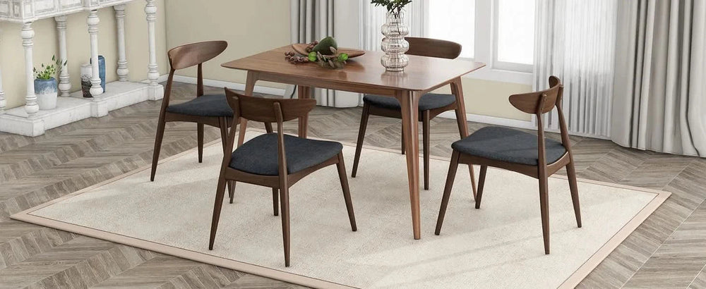 Dining Chairs Rubber Wood Plush Cushions Walnut Charcoal Mid Century Modern Media 22