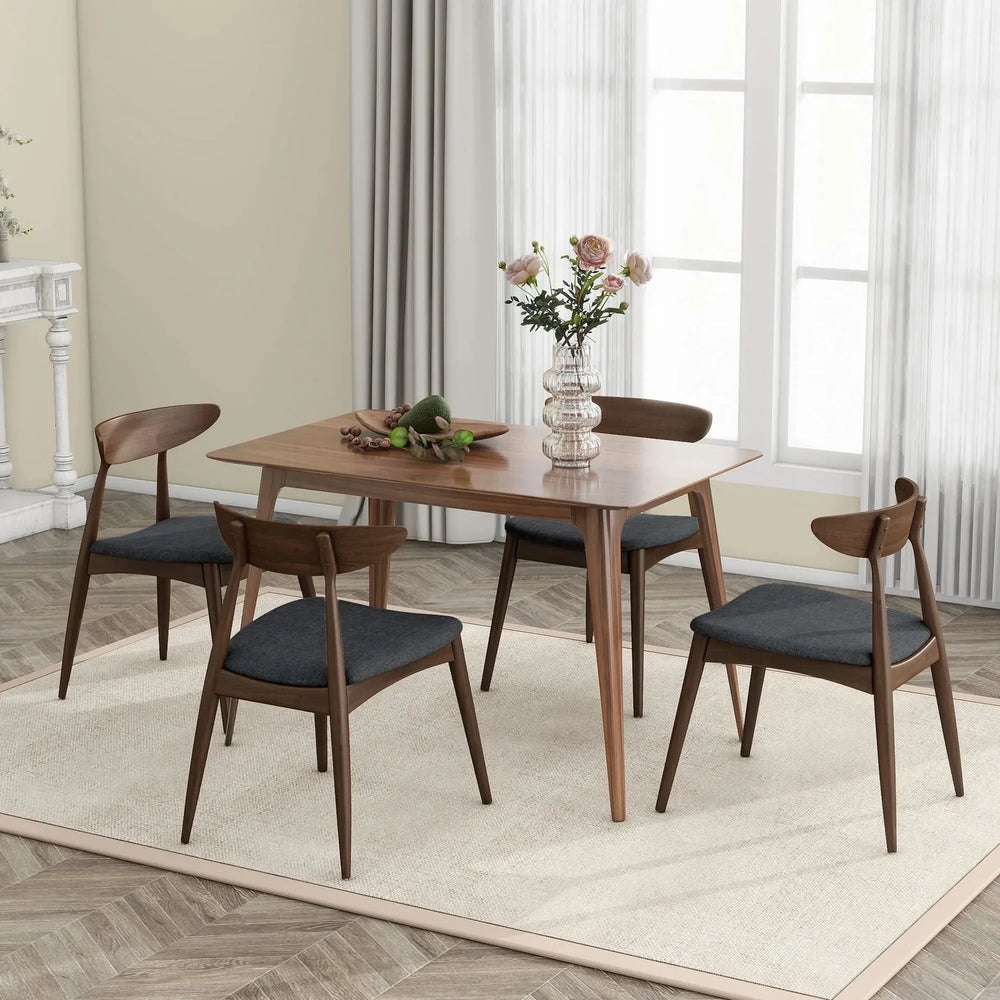 Dining Chairs Rubber Wood Plush Cushions Walnut Charcoal Mid Century Modern Media 2