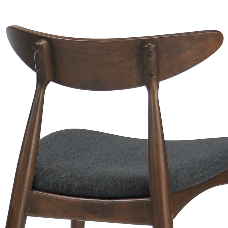 Dining Chairs Rubber Wood Plush Cushions Walnut Charcoal Mid Century Modern