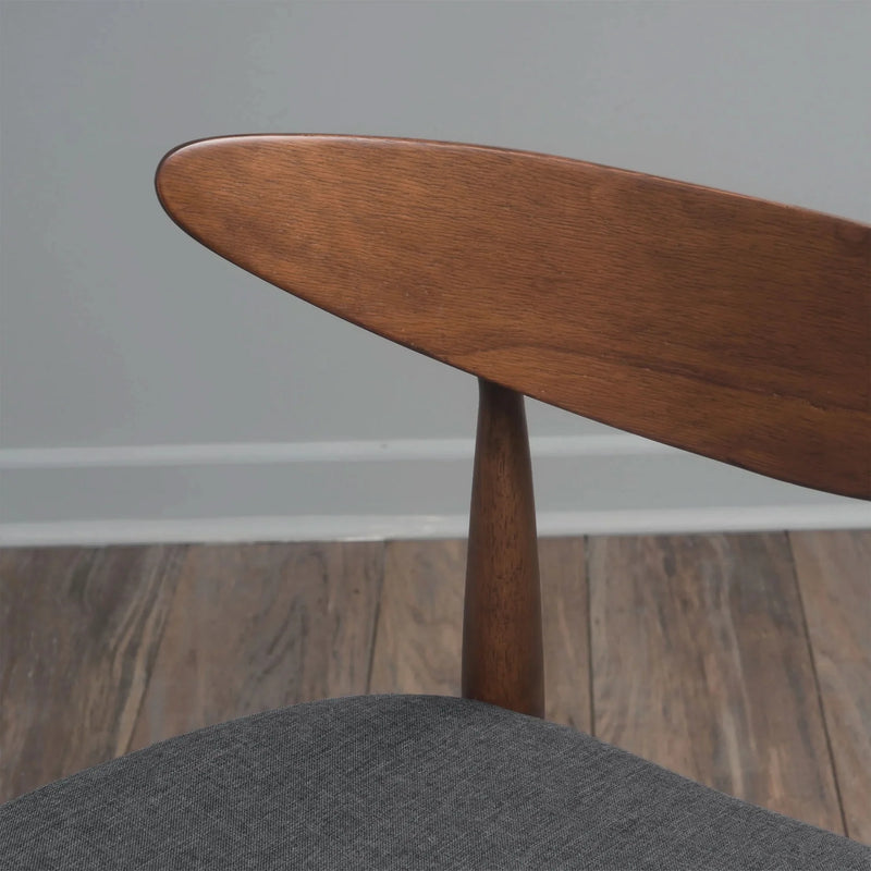 Dining Chairs Rubber Wood Plush Cushions Walnut Charcoal Mid Century Modern