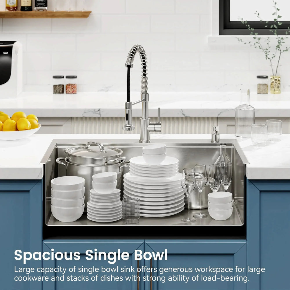 Stainless Steel Kitchen Sink Brushed Finish Top Mount 33x22 With Cutting Board Media 2