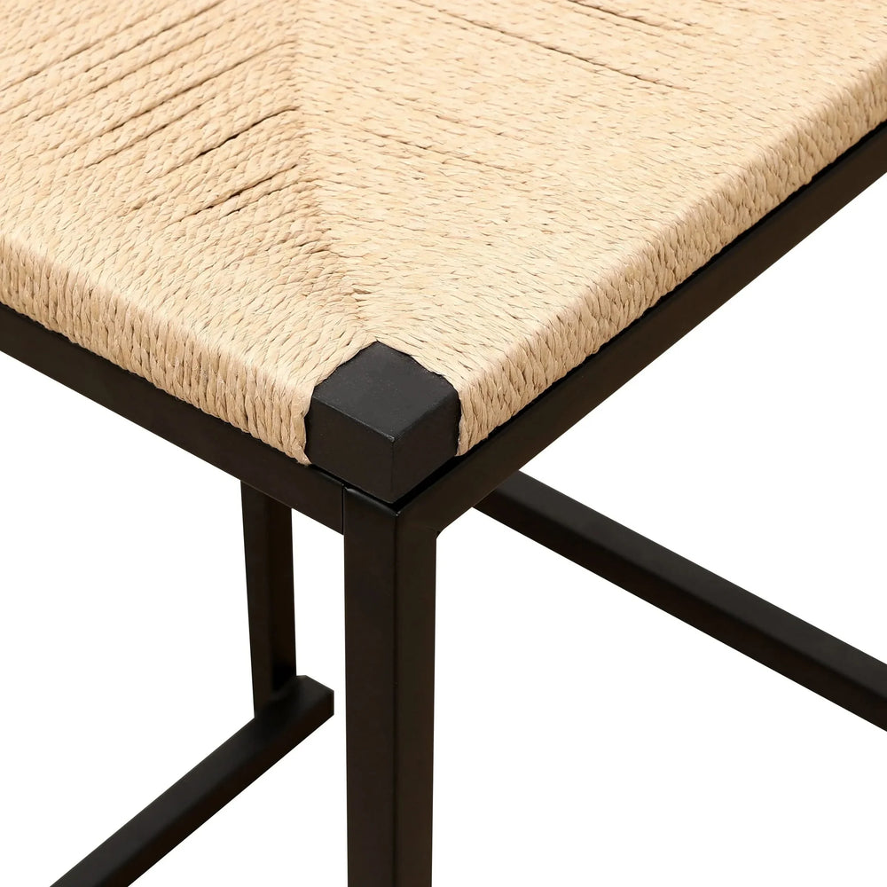 Bar Stools Paper Rope Seat Backrest Set 2 Natural Metal Frame For Kitchen Media 12