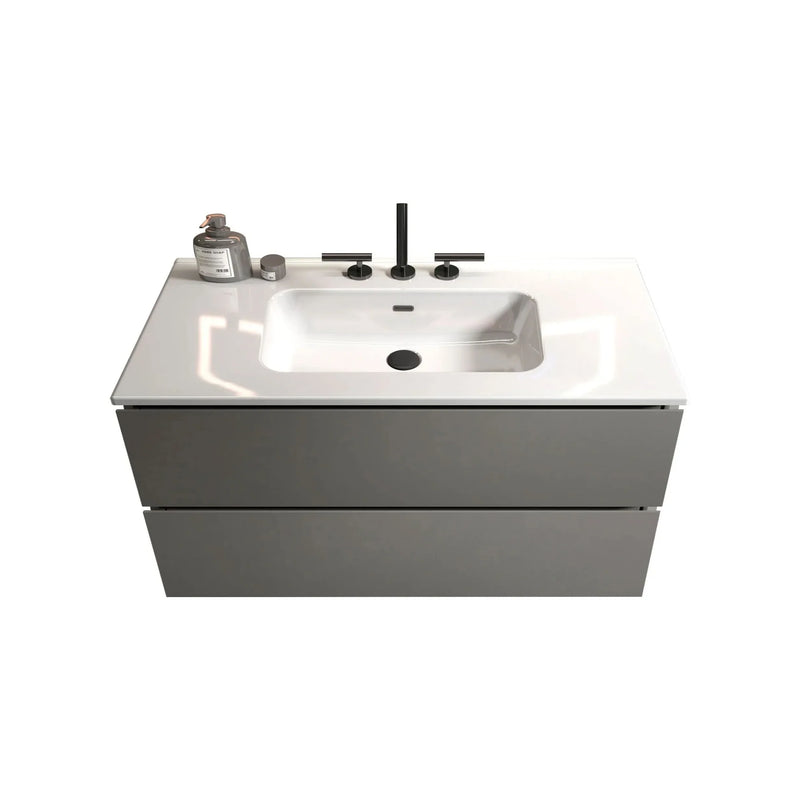 Bathroom Vanity Space Grey Ceramic Sink 36 Inch Pre-assembled Wall Mount