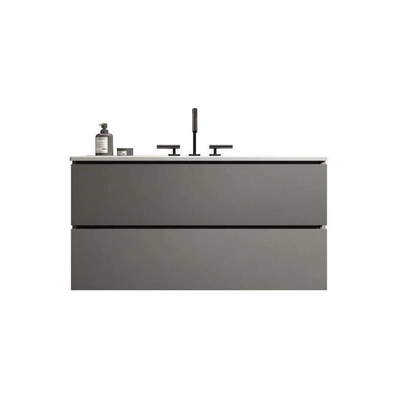 Bathroom Vanity Space Grey Ceramic Sink 36 Inch Pre-assembled Wall Mount