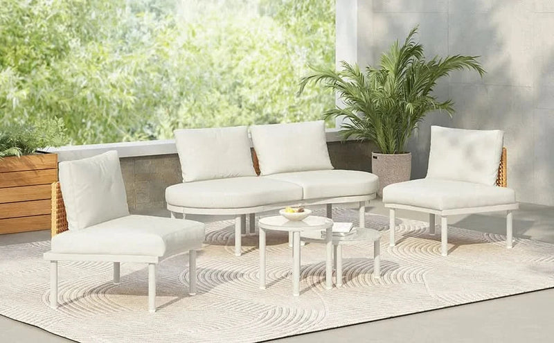 Outdoor Sectional Sofa Aluminum Rattan Waterproof Cushions Weatherproof