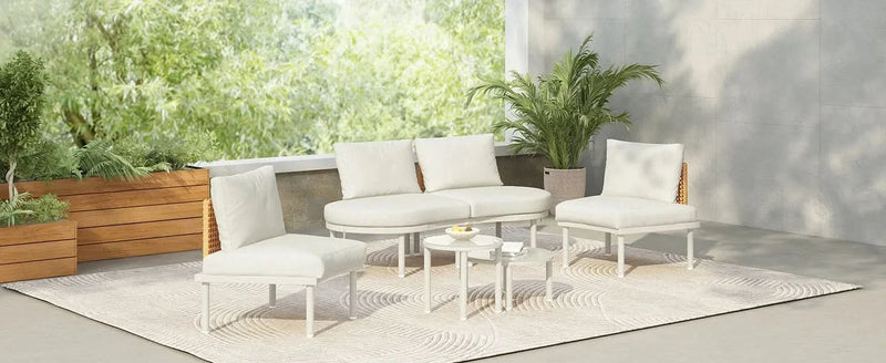 Outdoor Sectional Sofa Aluminum Rattan Waterproof Cushions Weatherproof