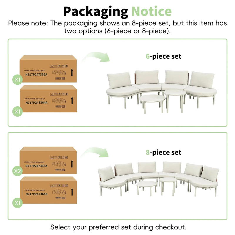 Outdoor Sectional Sofa Aluminum Rattan Waterproof Cushions Weatherproof