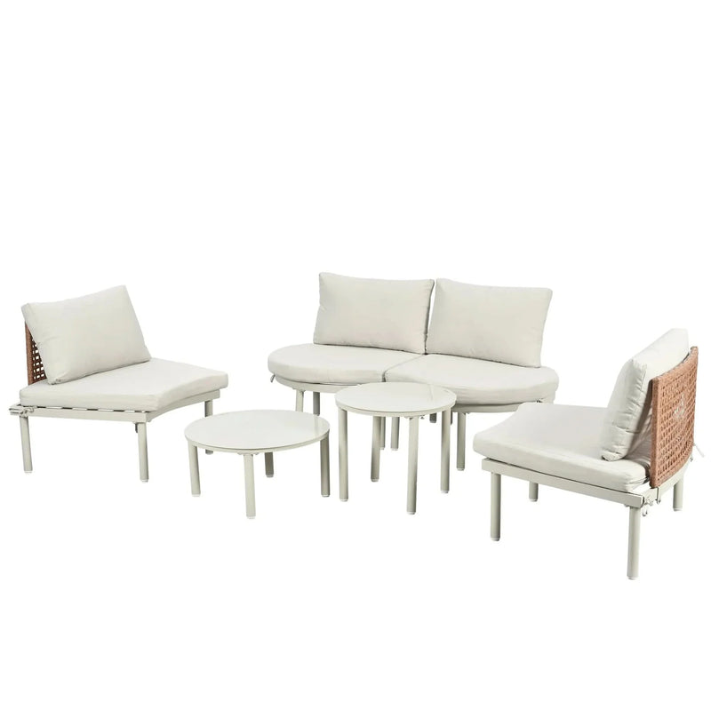 Outdoor Sectional Sofa Aluminum Rattan Waterproof Cushions Weatherproof