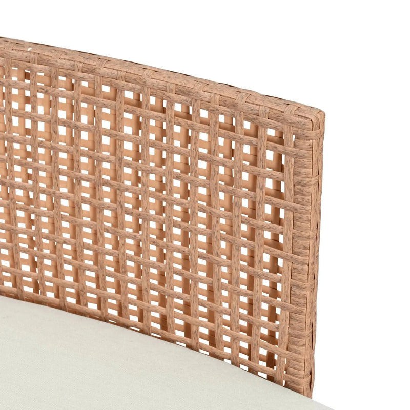 Outdoor Sectional Sofa Set PE Wicker Rattan All Weather Cushions Beige