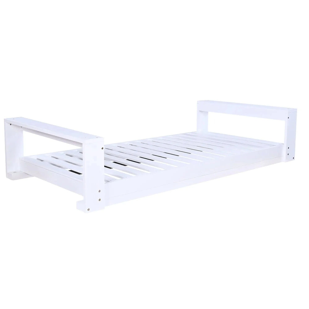 Porch Swing Bed Acacia Wood Frame Twin Size Outdoor Patio Lounge White Media 11