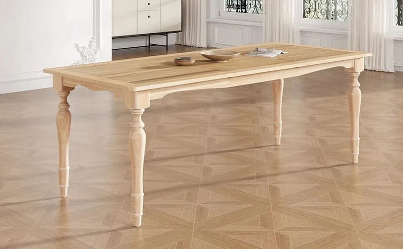 Dining Table Rubber Wood With Removable Leaf Extendable For 8 Seats