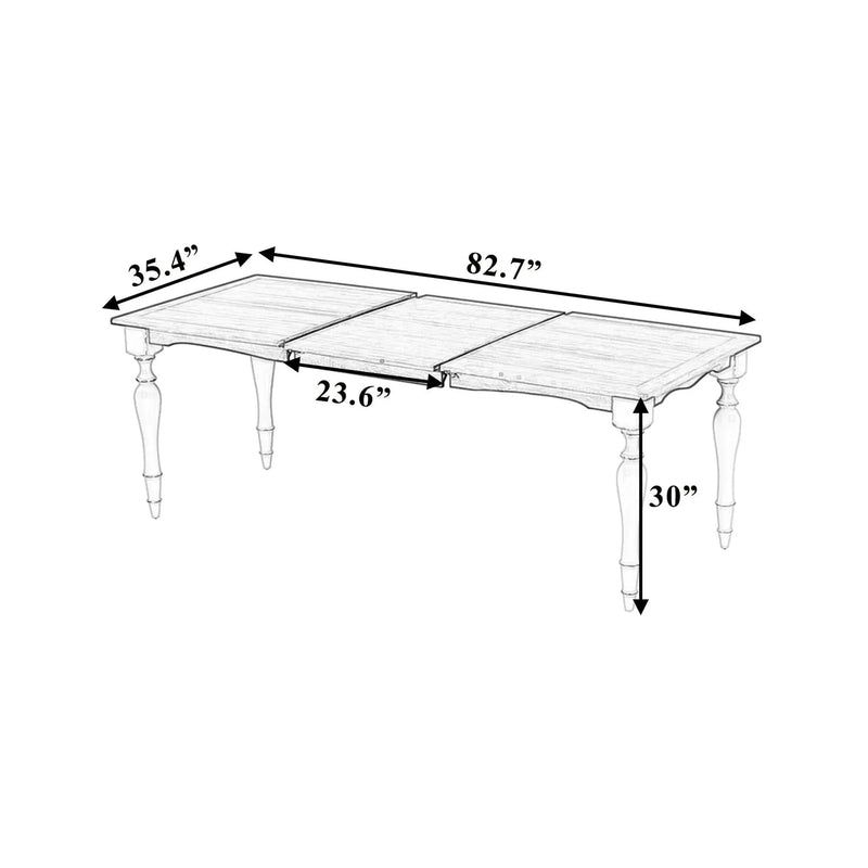 Dining Table Rubber Wood With Removable Leaf Extendable For 8 Seats