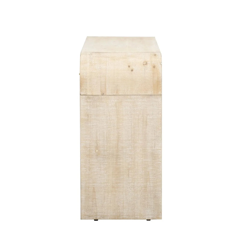 Console Table Natural Wood Finish Retro Silhouette With Two Drawers